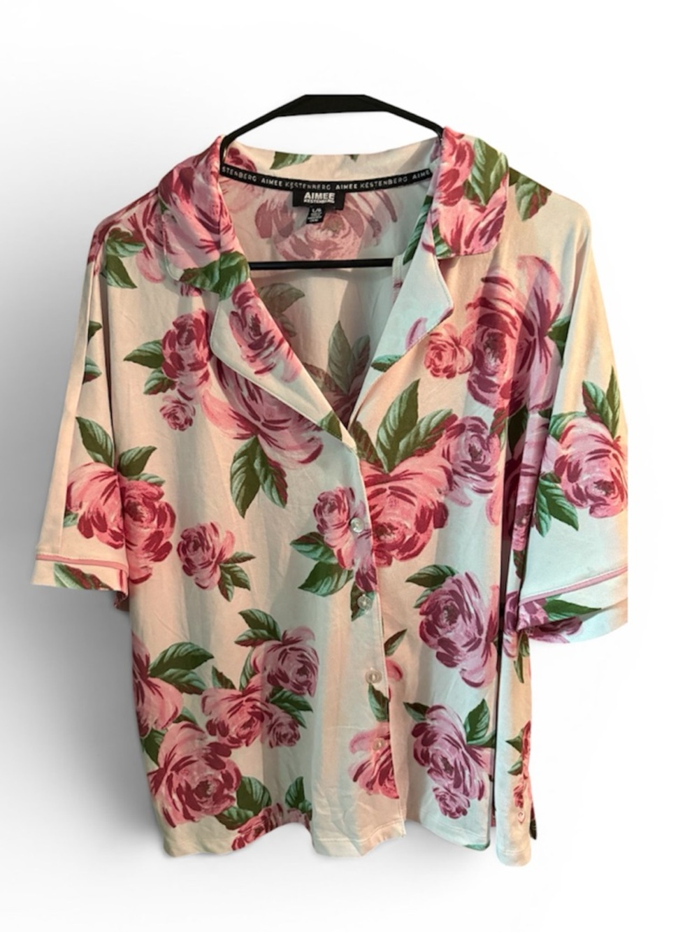 Aimee Kestenberg Pink Floral Button-Front Women's Top